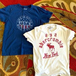 A Life is Good and Abercrombie boys t- shirts. Size 11-12 and size 10 both same.